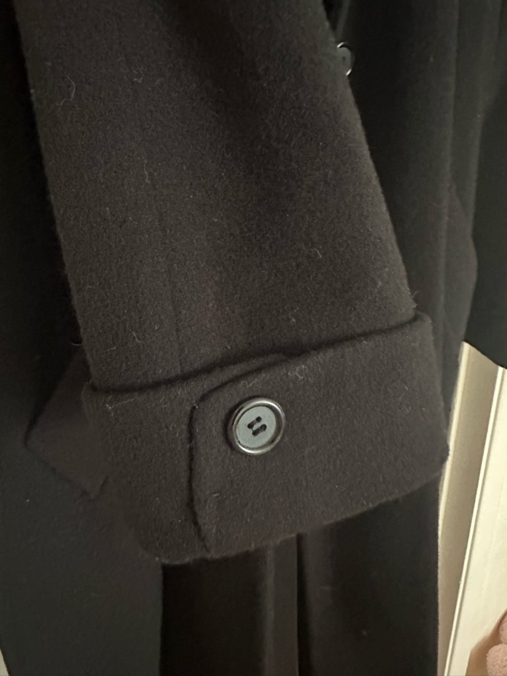 Evan Picone Black Long Button-Front Wool Coat - Picture 3 of 4